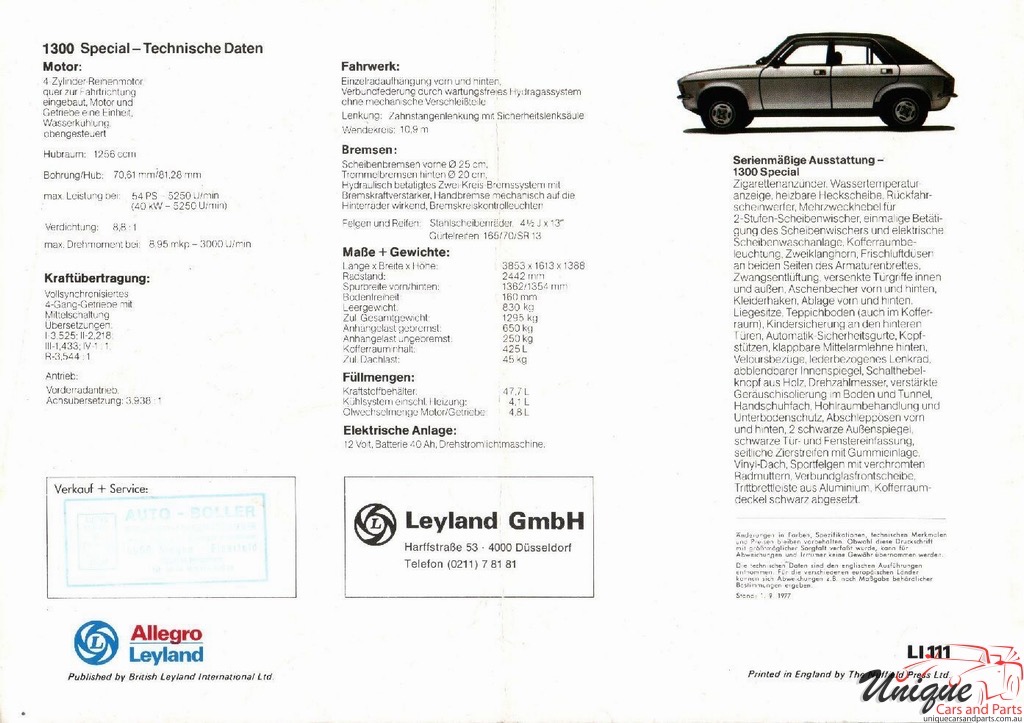 1977 Austin Allegro Brochure Page 2